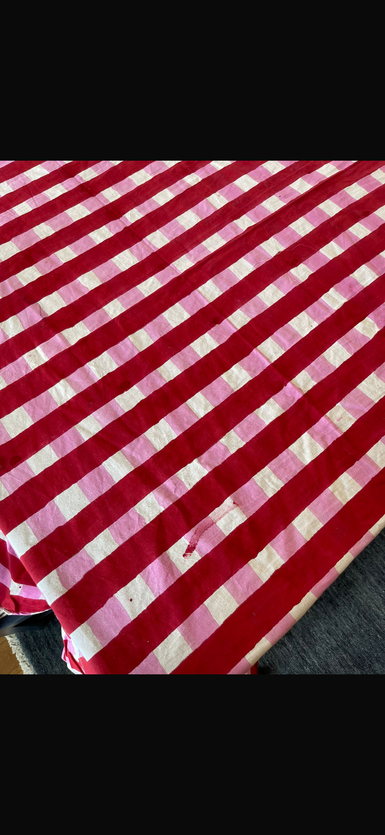SAMPLE - GINGHAM FRILL TABLECLOTH - RED/PINK (DAMAGED)
