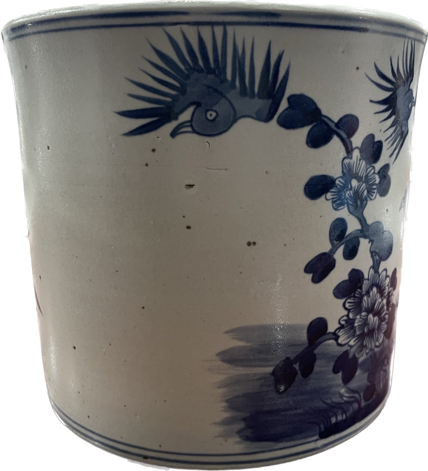 PHEASANT BLOOM BLUE & WHITE ORCHID POT