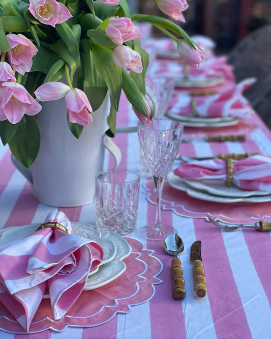 PRIMROSE PINKY STRIPE TABLECLOTH