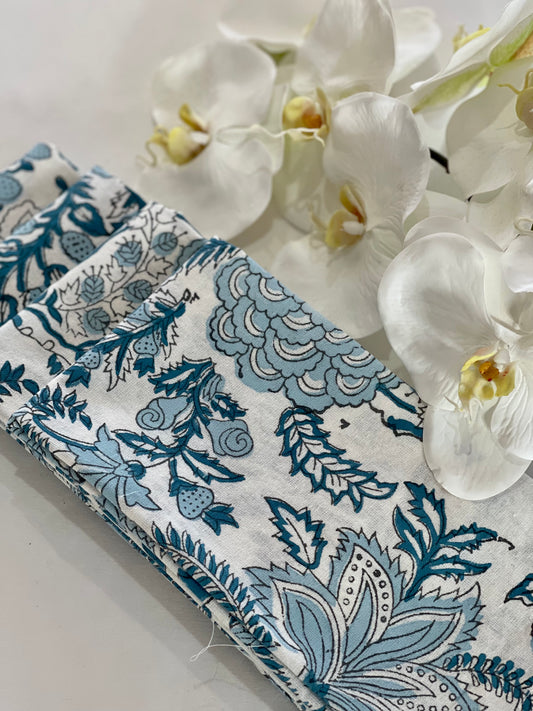 PENELOPE BLUE FLORAL NAPKINS (SET OF 4)