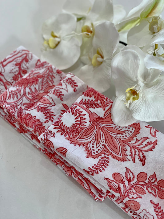 PENELOPE CORAL FLORAL NAPKINS (SET OF 4)